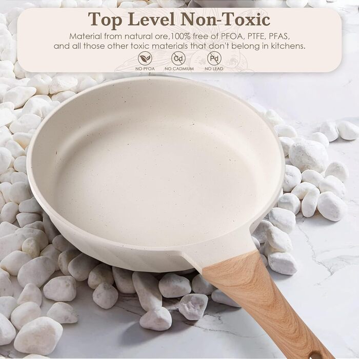 Набір сковорідок з антипригарним покриттям RIOVARM з кришками для індукційних плит. Набір посуду з гранітним покриттям, без PFOA, сковорода для омлетів 20/24/28 см