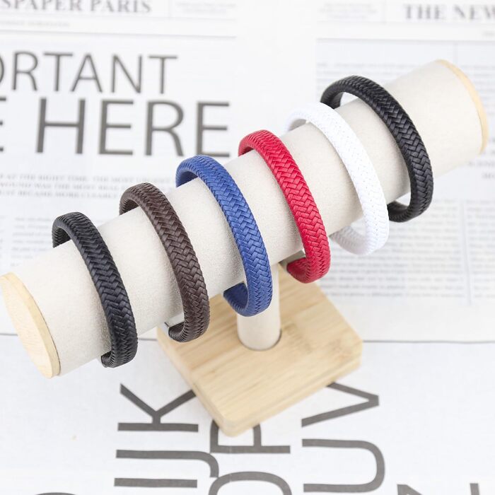 Чоловічий шкіряний браслет: чорний, коричневий, синій, зелений, червоний, білий. Ідеальний подарунок на День батька. Ювелірні вироби для чоловіків.