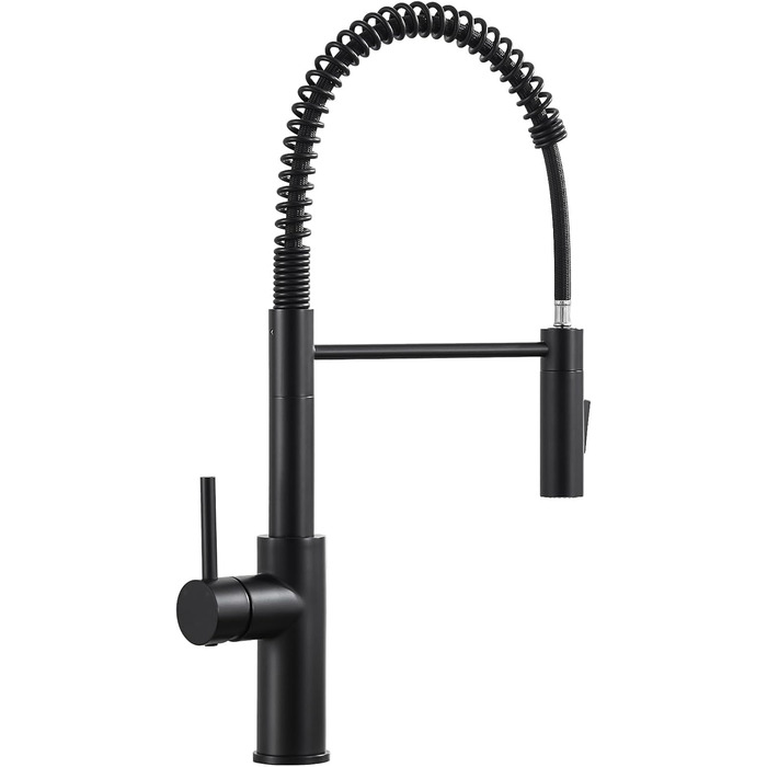 Змішувач кухонний CECIPA з витяжною лійкою, чорний, нержавіюча сталь, 360° обертання, 2 режими струменя