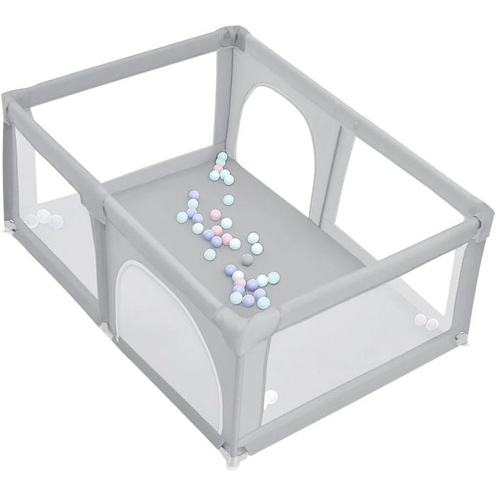 Лягувачка для цуценят з дверцятами, 180 x 120 x 66 см, сірий колір. Міцна, з нейлону, для собак та цуценят, легко миється.