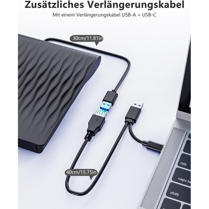 Зовнішній DVD CD привід DANGZW USB 3.0 Type-C, портативний DVD-записувач та плеєр для ноутбука та ПК, сумісний з Windows, Linux, MacOS, матовий чорний