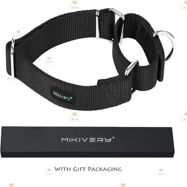 Нашийник для собак Mikivery Marraht з металевим декором, різнокольоровий, для маленьких, середніх та великих собак, чорний, розмір M: 35.5-53 см