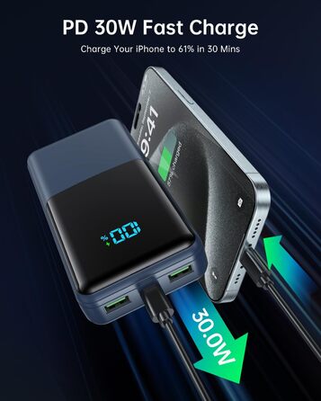 Power Bank Coblob 27000 mAh з USB-C PD 20W – Зовнішній акумулятор для телефону та інших пристроїв