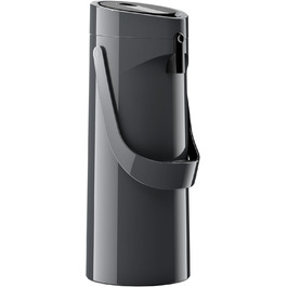 Emsa 515706 Ponza Pump Flask - Insulated Thermos, 1.9L Capacity, Insulated Cup, Pressure Lever, Detachable Drip Tray, Anthracite