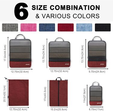 Набір компресійних органайзерів для подорожей (6 шт., червоний)