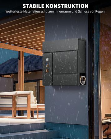 Поштовий ящик антрацит з гравіюванням, персоналізований, 2-в-1, нержавіюча сталь, з табличкою для імені та номера будинку, газетний відсік, подвійний (L)