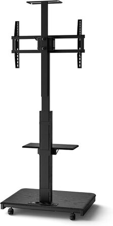 Моторний підставка для телевізора XTRARM Elite: регулювання висоти, VESA 600x400, максимальне навантаження 60 кг, з полицями та стійкою для кабелів (Білий/Чорний)