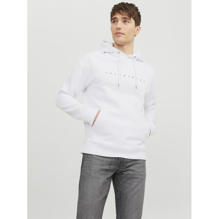 Чоловічий худі Jack & Jones JJESTAR білого кольору, Relaxed Fit, розмір XL