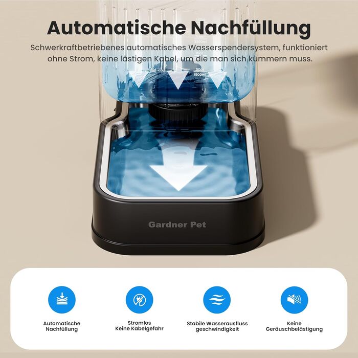 Автоматичний диспенсер води для собак та котів Gardner Pet, годівниця, велика ємність (8.5л, чорний)