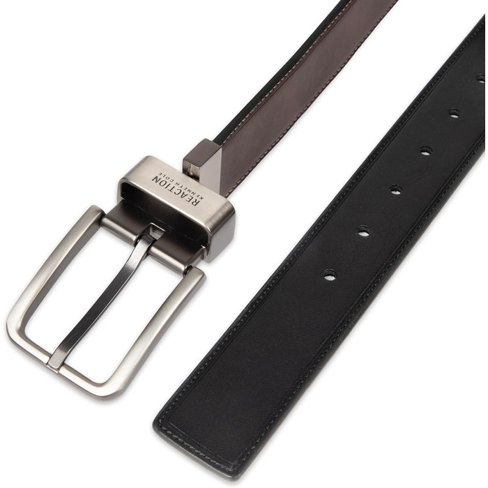 Чоловічий реверсивний шкіряний ремінь Kenneth Cole REACTION чорного та коричневого кольорів