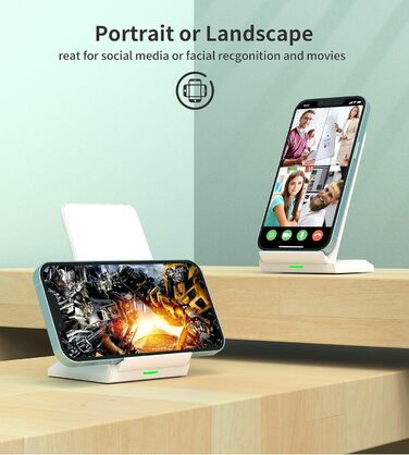 Бездротова зарядка з підставкою для смартфонів iPhone, Samsung, Google. Швидка індуктивна зарядка для телефонів.