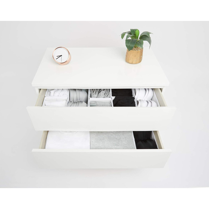 Large Drawer Organization System 12-Piece Set White Boxes Storage Organizer Drawer Cabinet Organizer Storage Box Closet Organizer