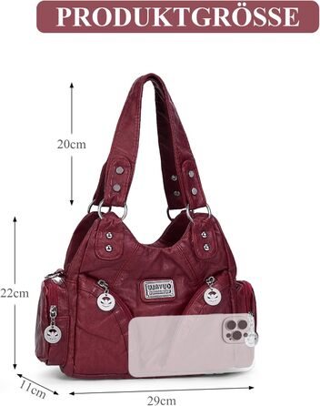 Сумка жіноча TIAASTAP Klein City Bag вінтажна червона шкіряна через плече Hobo Bag з багатьма відділеннями