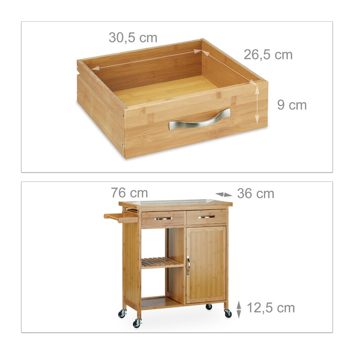 Relaxdays Kitchen Cart with Marble Top