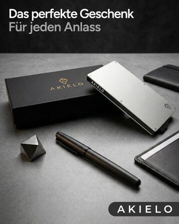 Кластинка для карток з RFID захистом та подарунковою коробкою – Мінімалістичний гаманець для чоловіків – Компактний картхолдер з безконтактним захистом (Alpha Collection) 05. Срібний випуск