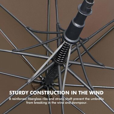 NINEMAX Парасолька велика, стійка до вітру, автоматична, для чоловіків та жінок, з подвійним покриттям, вентильована (колір: коричневий, розмір: XXL / 172 см)