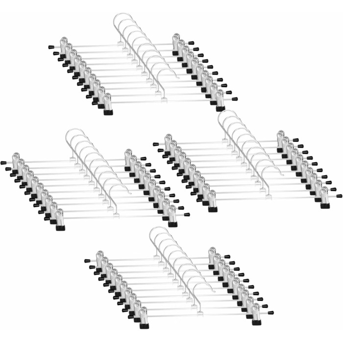Metal Trouser Hangers, Clothes Hangers with Adjustable Clips, Anti-Slip Trouser Hangers, Strong Chrome Hangers for Trousers, Skirts, Socks, Underwear, 12 Pack