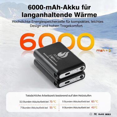 Гріючі шкарпетки для жінок та чоловіків, 5V 6000mAh, керування через додаток, зона нагріву збільшена на 30%, для катання на лижах, активного відпочинку, кемпінгу, походів та мотоциклів, розмір 38-44 EU