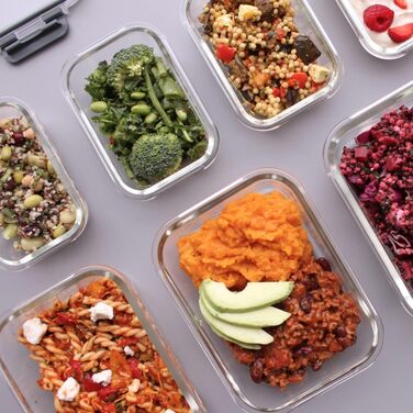 Glass Storage Box for Food - [Pack of 10] Lunchboxes for Healthy Meals with Airtight Lids - Airtight Storage Containers, Lunch Boxes BPA-free, Leak-proof (10 Lids & 10 Containers)