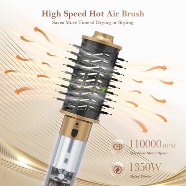 Набір для укладки волосся 6-в-1: фен, стайлер, щітка для волосся, 1350W, 3 температурні режими, для всіх типів волосся