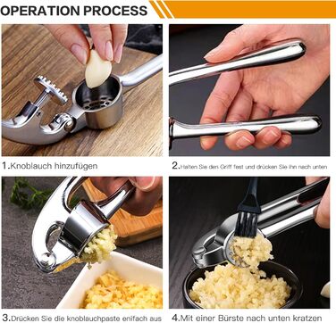 Пресс для часнику з зручною ручкою, 3 частини - сріблястий Garlic press