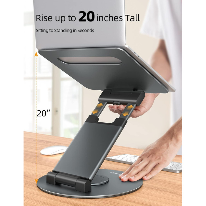 NULAXY Adjustable Laptop Stand - 360° Swivel Base, Height Adjustable up to 20