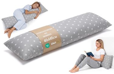 Подушка для вагітних Totsy Baby біла з зірками 40x145 см, подушка для сну та годування, Oeko-Tex
