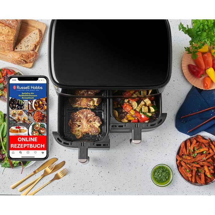 Фритюрниця Russell Hobbs SatisFry з 2 камерами, 9л, Rapid AirFryer, 9 програм, тиха робота, миється в посудомийній машині