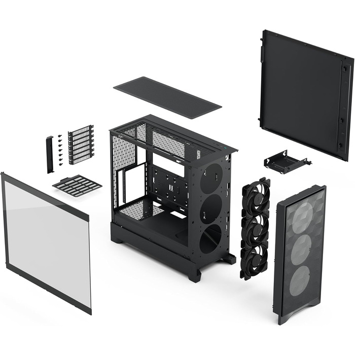 Корпус для ПК Fractal Design Pop Air 2 Black TG Mesh ATX, 3x 120 мм вентилятори, чорний, загартоване скло