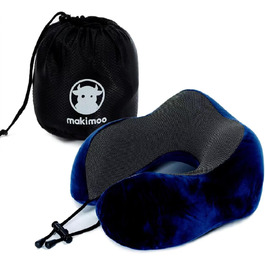 Подушка для шиї з піною Memory Foam, 360-градусна підтримка голови, комфортна та легка, ідеальна для подорожей (літак, авто, поїзд, автобус) та дому, з чохлом (Блакитна)