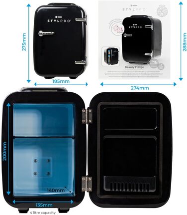 Mini Beauty Kühlschrank Stylpro Schwarz 4L: Для догляду за шкірою, серумами, кремами, масками та нігтями