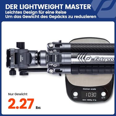 Штатив Fotopro Carbon X-Aircross 3 Lite: 151 см, 360° кулькова головка, для камери, легкий, синій