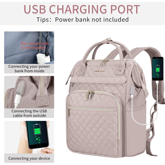 Жіночий рюкзак EMPSIGN з відділенням для ноутбука 17 дюймів: стильний рюкзак для роботи, навчання та подорожей, чорний, рожевий