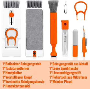 Набір для чищення клавіатури та гаджетів 11-в-1: ПК, телефон, навушники, камера, планшет