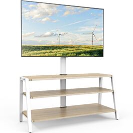 Тумба TV FITUEYES з кріпленням для телевізора, дерев'яна, регульована по висоті, для телевізорів 37-70 дюймів, до 35 кг, VESA 600x400 (біла)