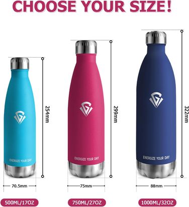 Термос-пляшка 1000 мл, термоізольована металева пляшка без BPA, подвійні стінки, підходить для газованої води, ізотермос для кемпінгу, дітей, фітнесу, спорту, подорожей, для хлопчиків та дівчаток (750 мл, Рожевий)