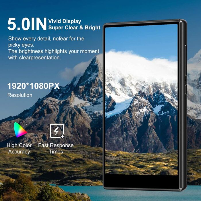 MP3 плеєр 96GB Android 13.0 з Bluetooth, Wi-Fi, Spotify, FM-радіо, чорний