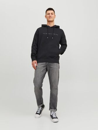 Чоловічий худі Jack & Jones JJestar JJ Sweat Hood, Relaxed Fit, чорний, розмір XXL