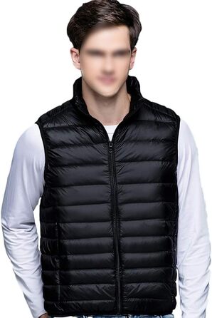 Чоловіча жилетка GUOCU з мікро-пуху, ультралегка, без рукавів, тепла зимова жилетка, чорна (L)