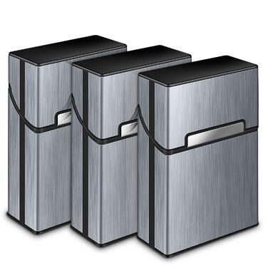 Вишукане Zigarettenetui Yosemy: Металевий футляр для сигарет на 20 сигарет (3 шт.) - сірий, чорний, срібний