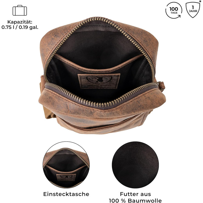 Чоловіча сумка через плече Berliner Bags Tom з натуральної шкіри, чоловіча сумка-кросбоді (Earth, S)