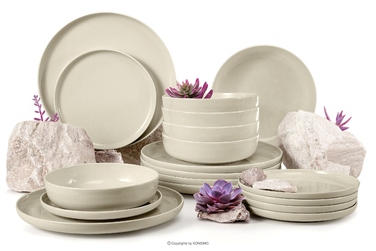 Обідній сервіз Konsimo Victo, бежевий глянцевий, набір на 6 осіб (18 предметів)