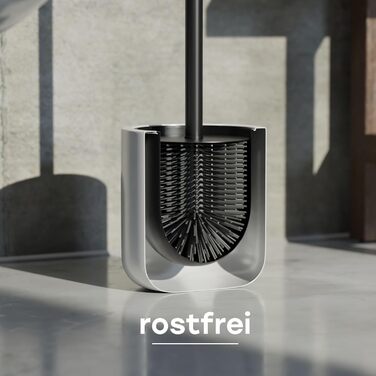 Набір для туалету SAVEGA: щітка для унітазу з нержавіючої сталі та силікону з антибактеріальною насадкою та тримачем (білий)