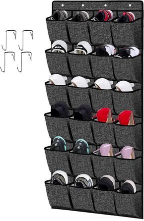 Органайзер для взуття навісний Homyfort 24 кишені, 156x56 см (Чорний Льон) - полиця для зберігання взуття