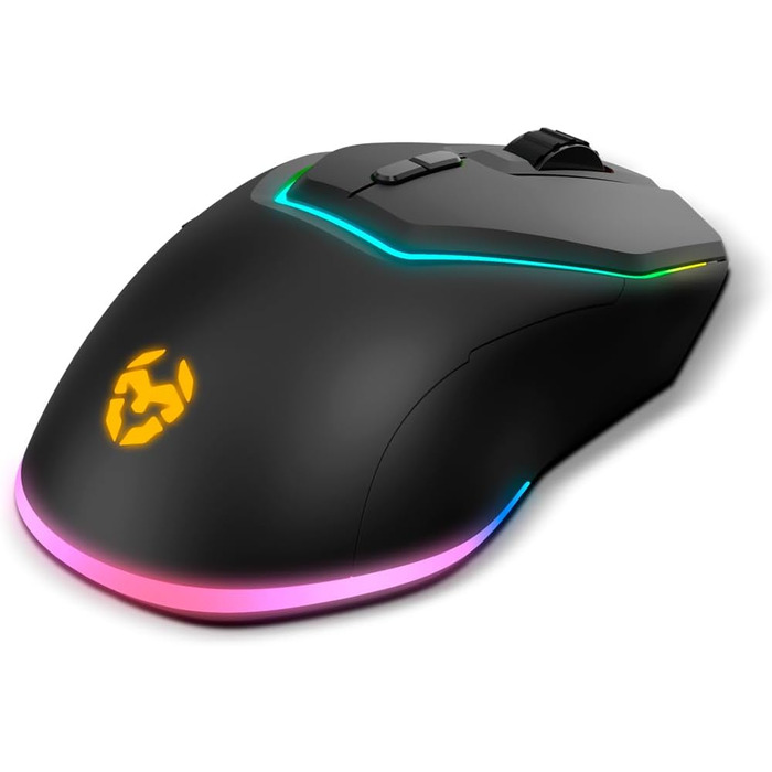 KROM Kabala – Бездротовий ігровий набір з RGB-клавіатурою та мишею, 6 Anti-Ghosting клавіш, 800-4800 DPI, іспанська розкладка, сумісний з PC, чорний