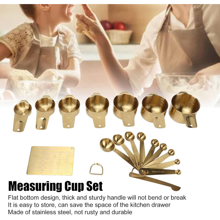 18-Piece Measuring Cup and Spoon Set for Baking, Stainless Steel Coffee Spoon Set, Measuring Cup and Spoon with Scale, for Measuring Flour, Liquids, Granules, and Spices