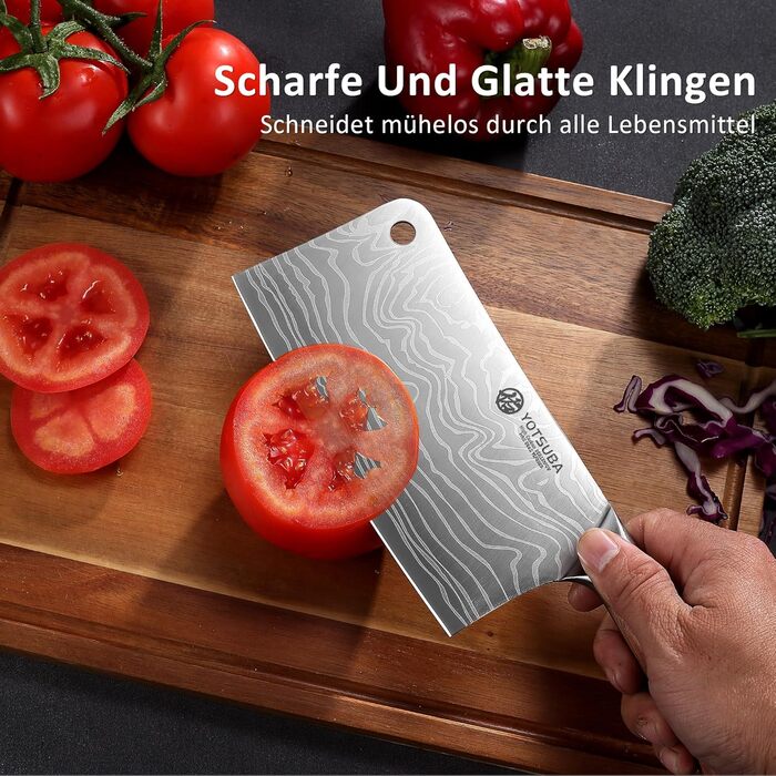 Кухонний ніж YOTSUBA Hackmesser 18 см: професійний кухонний тесак для м'яса та овочів з ергономічною ручкою Pakkawood