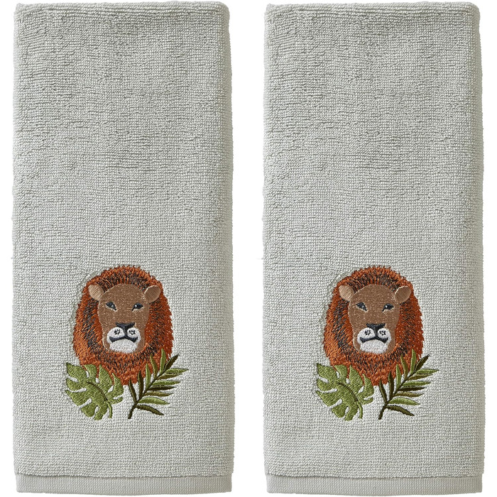 SKL Home Vern Yip Jungle Cats Toothbrush Holder, Ceramic, White (Lion Hand Towel Set)