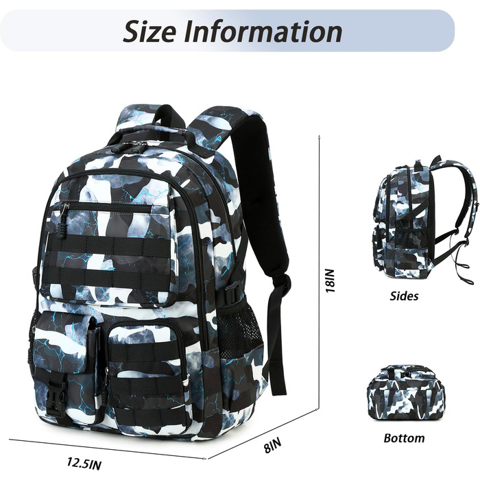 Шкільний рюкзак для хлопчика-підлітка Lmwzh, чорний. Водонепроникний, міцний, великий. Ідеальний для школи.