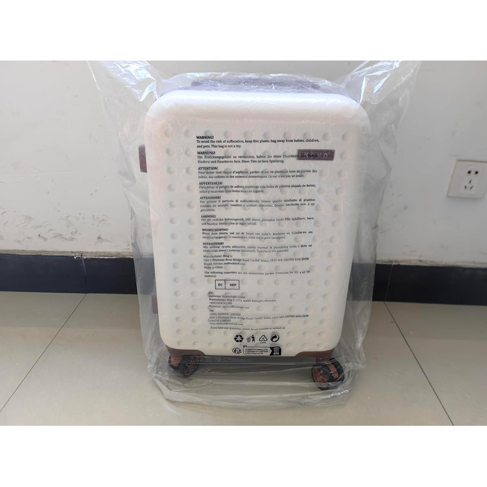 Чохол-валіза KONO, 24+28 дюймів, білий, з TSA-замком, 100% ABS, 75x48x29 см